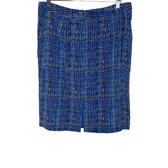 Ellen Tracy Women’s Skirt Size 12 Blue Red Black Pencil Work Career - Picture 2 of 9